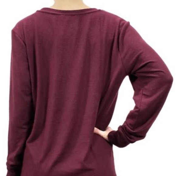 NWT Lucky Brand Cloud Jersey V-Neck Tunic in Wine - Picture 6 of 9